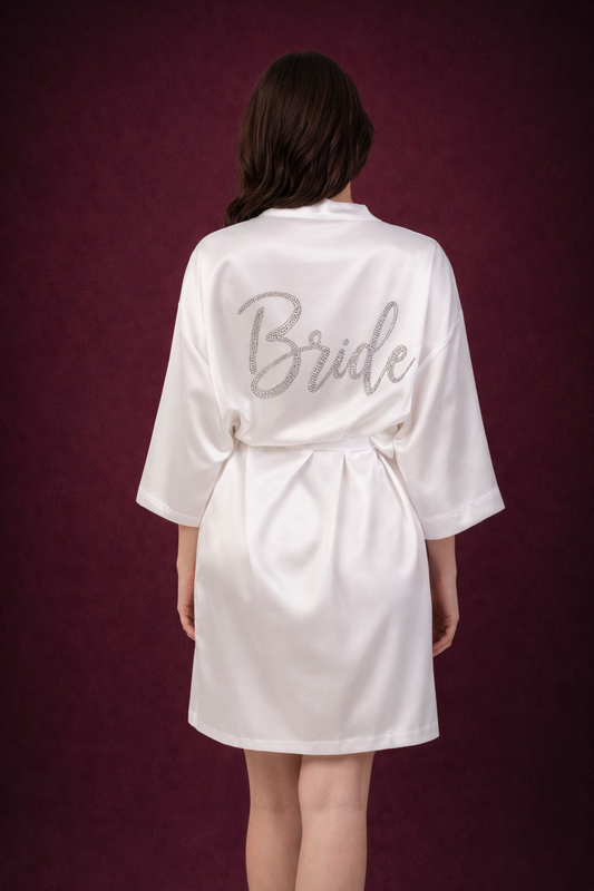 Peignoir "BRIDE" court  | écriture en strass