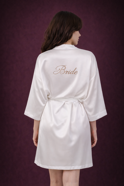 Peignoir "BRIDE" court | écriture brodée