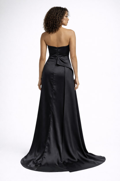 MIDNIGHT - Robe de cocktail satinée en bustier