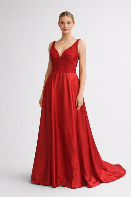 RUBY – Robe de soirée à buste perlé
